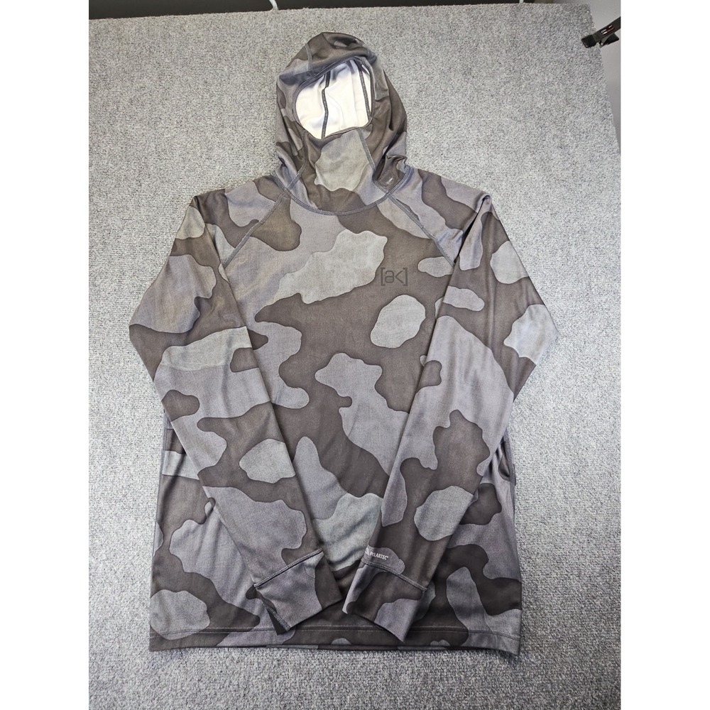 Burton AK Polartec Hoodie Mens XL Power Grid Base Layer Camo Excellent 1770